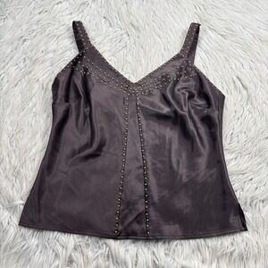 Doncaster Collection Women's 6 Brown Silk Studded Tank Going Out Y2K Coyote Ugly